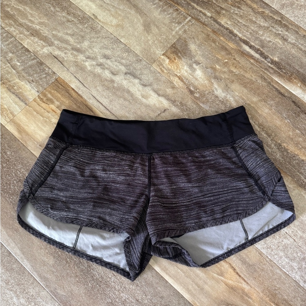 Size 6 Lululemon Athletica Black and Gray Athletic Shorts for Maximum Mobility